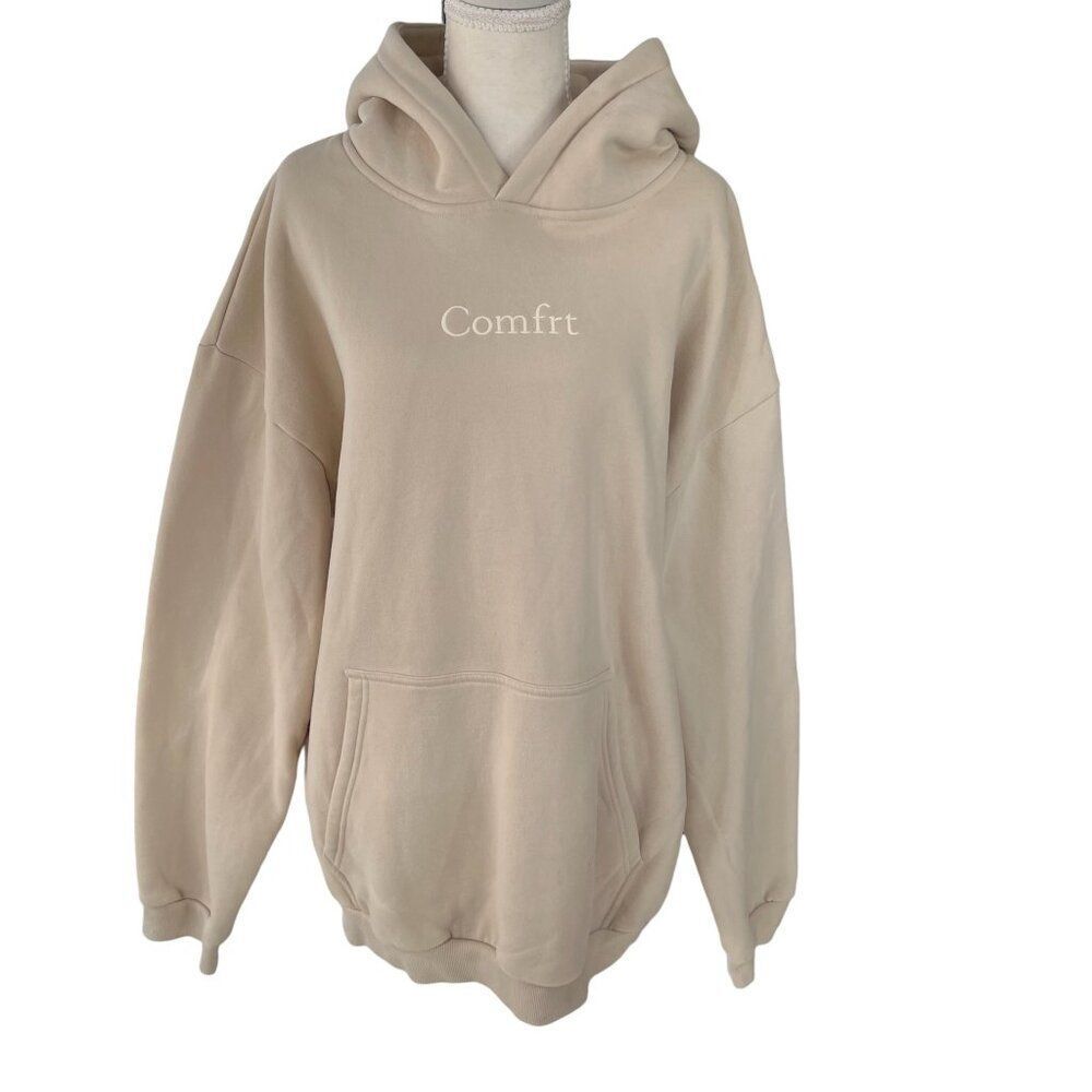Comfrt Oversized Signature Hoodie Beige Oatmeal Size XL